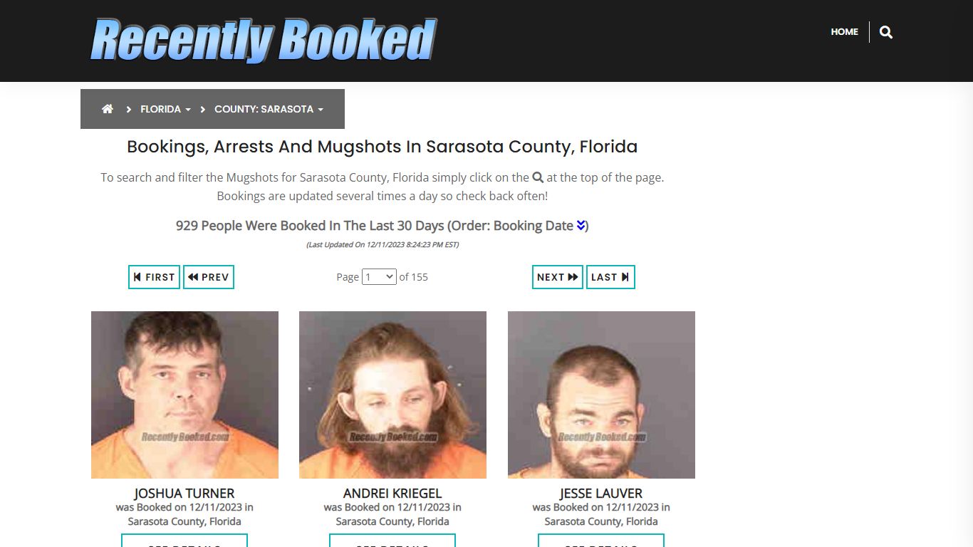 Recent bookings, Arrests, Mugshots in Sarasota County, Florida
